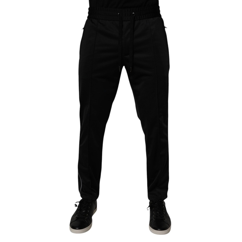 Dolce & Gabbana Black Polyester Men Jogger Sweatpants Pants