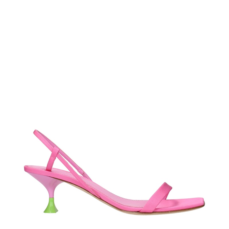 3Juin Pink Fabric Stiletto Heels Sandals