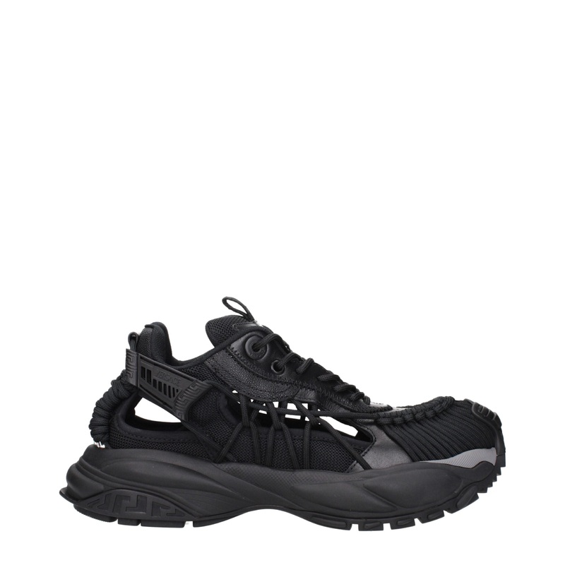 Versace Black Leather Athletic Sneakers