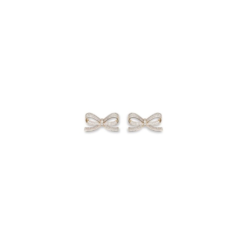 Self-Portrait GOLD CRYSTAL BOW EARRINGS
