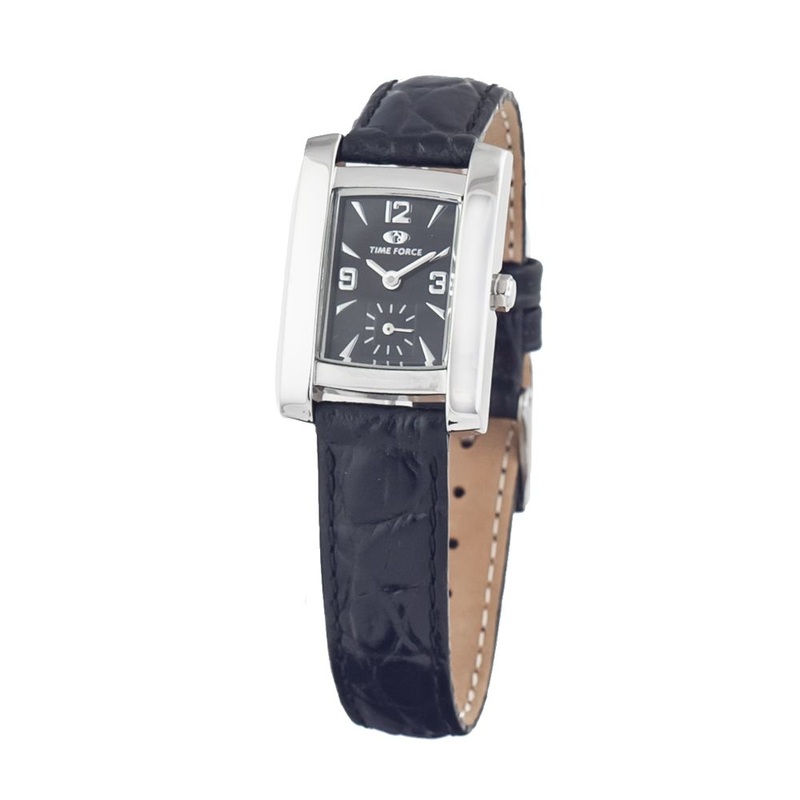 Time Force Black Leather Watch