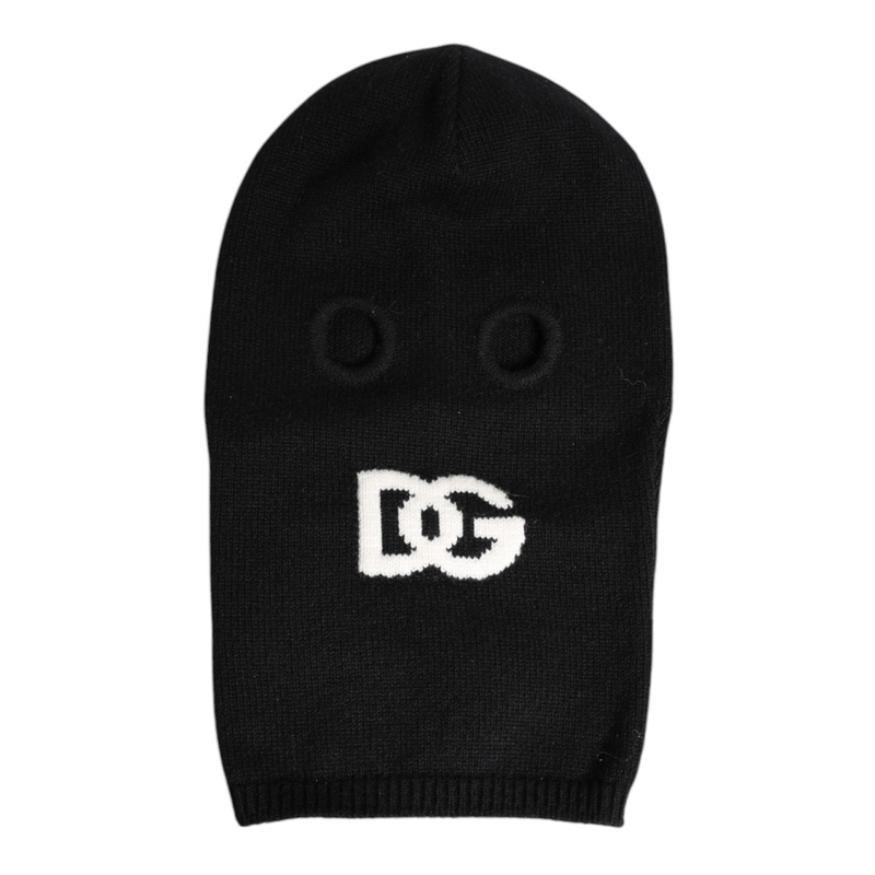 Dolce & Gabbana Black Cashmere Knitted Ski Mask Balaclava Hat