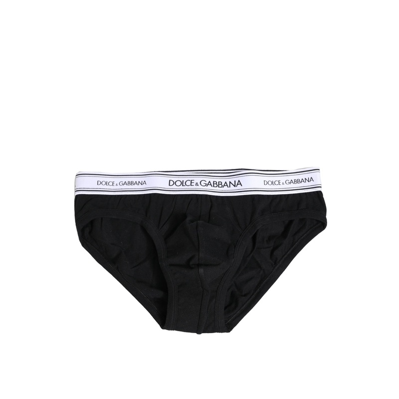 Dolce & Gabbana Black Cotton Stretch Regular Brief Underwear