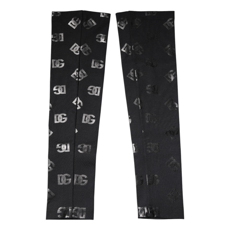 Dolce & Gabbana Black DG Logo Monogram Wool Stretch Arm Sleeves