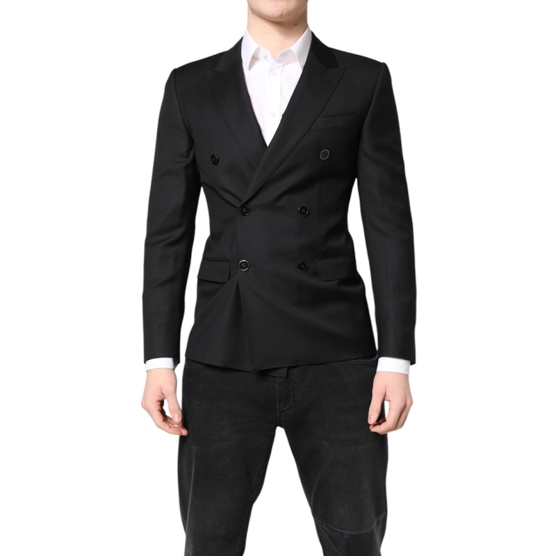 Dolce & Gabbana Black MARTINI Double Breasted Coat Blazer
