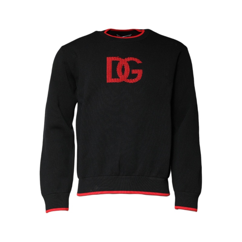 Dolce & Gabbana Black Nylon DGLogo Knit Men Pullover Sweater