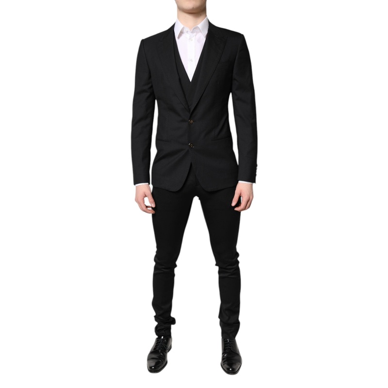 Dolce & Gabbana Black Single Breasted Formal Blazer with Vest
