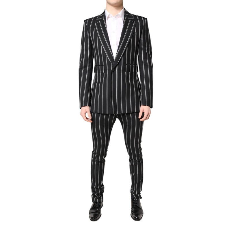 Dolce & Gabbana Black Striped SICILIA Formal 2 Piece Suit