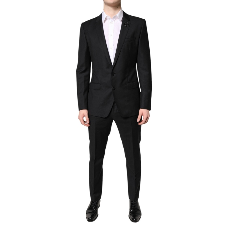 Dolce & Gabbana Black Wool Single Breasted 2 Piece Suit