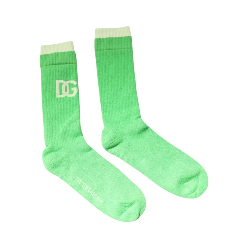 Dolce & Gabbana Green DG Logo Mid Calf Men Nylon Socks
