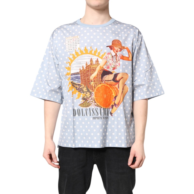 Dolce & Gabbana Light Blue Graphic Print Short Sleeve T-shirt