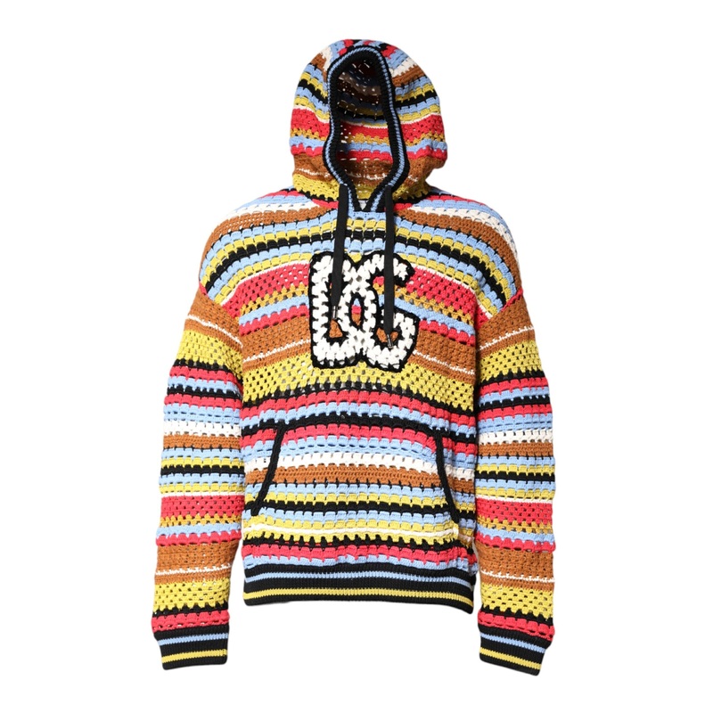 Dolce & Gabbana Multicolor Cotton Hooded Pullover Sweater