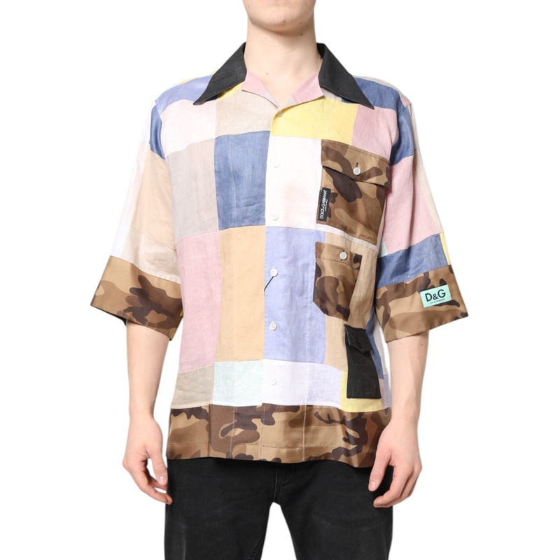 Dolce & Gabbana Multicolor Patchwork Short Sleeve Shirt