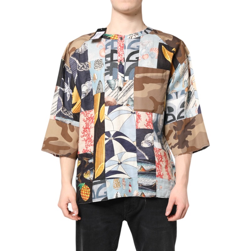 Dolce & Gabbana Multicolor Patchwork Short Sleeves Shirt