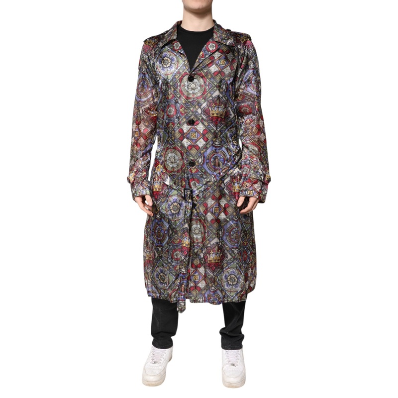 Dolce & Gabbana Multicolor Royal Bee Crown Trench Coat Jacket