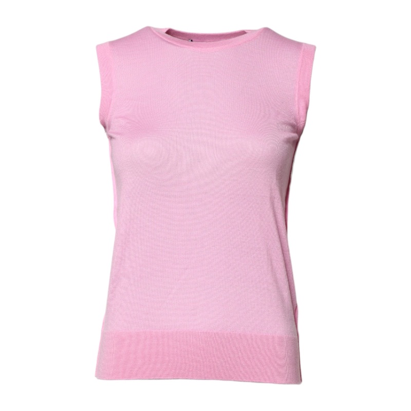Dolce & Gabbana Pink Cashmere Round Neck Sleeveless Tank Top
