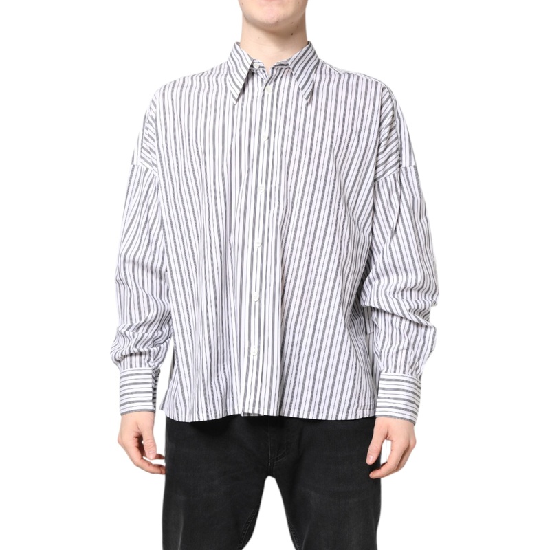 Dolce & Gabbana White Black Stripe Button Down Casual Shirt