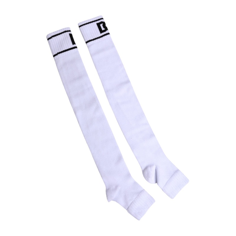 Dolce & Gabbana White Cotton DG Logo Print Open Toe Socks