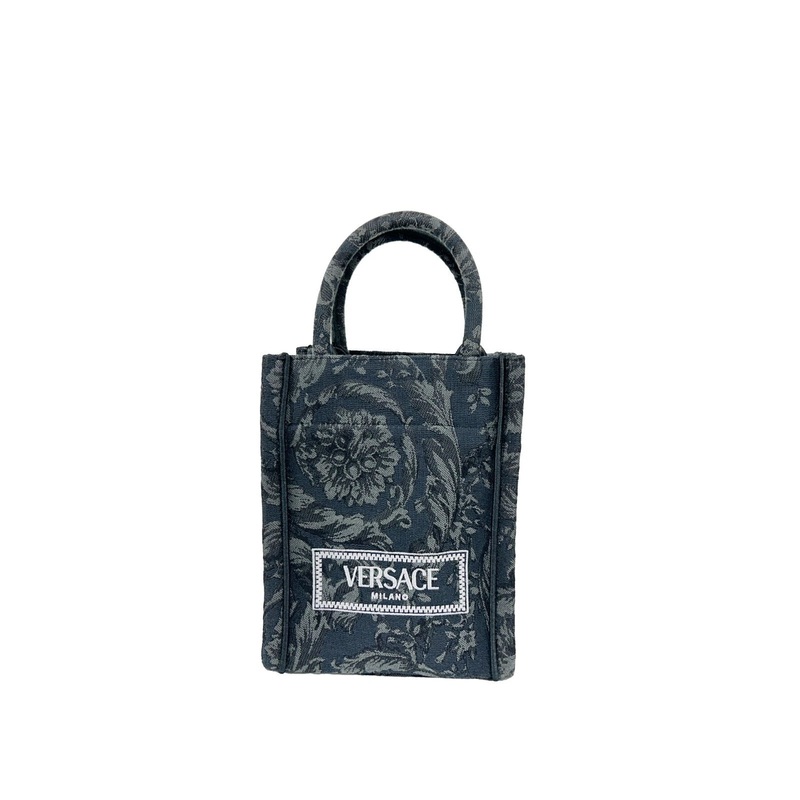 Versace Athena Barocco Mini Top Handle Tote Crossbody Bag Black