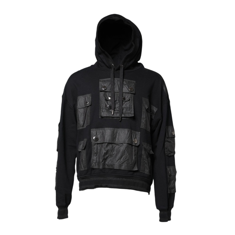 Dolce & Gabbana Black Cotton Hooded Sweatshirt Sweater