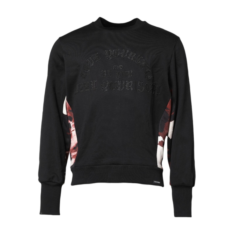 Dolce & Gabbana Black Embroidered Crew Neck Pullover Sweater