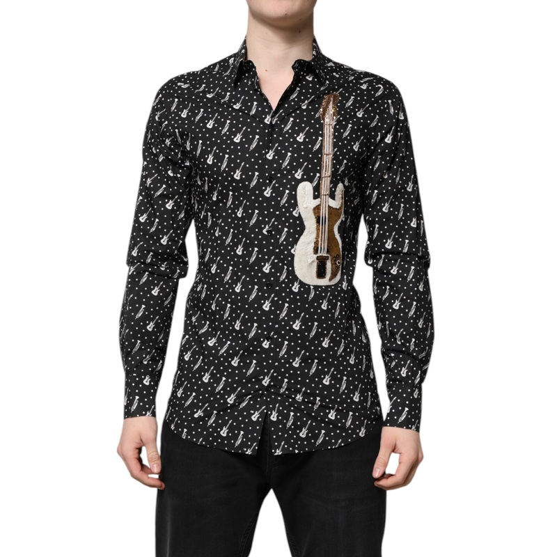 Dolce & Gabbana Black GOLD Instrument Embellished Shirt