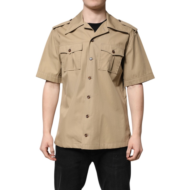 Dolce & Gabbana Brown Graphic Print Short Sleeves Shirt