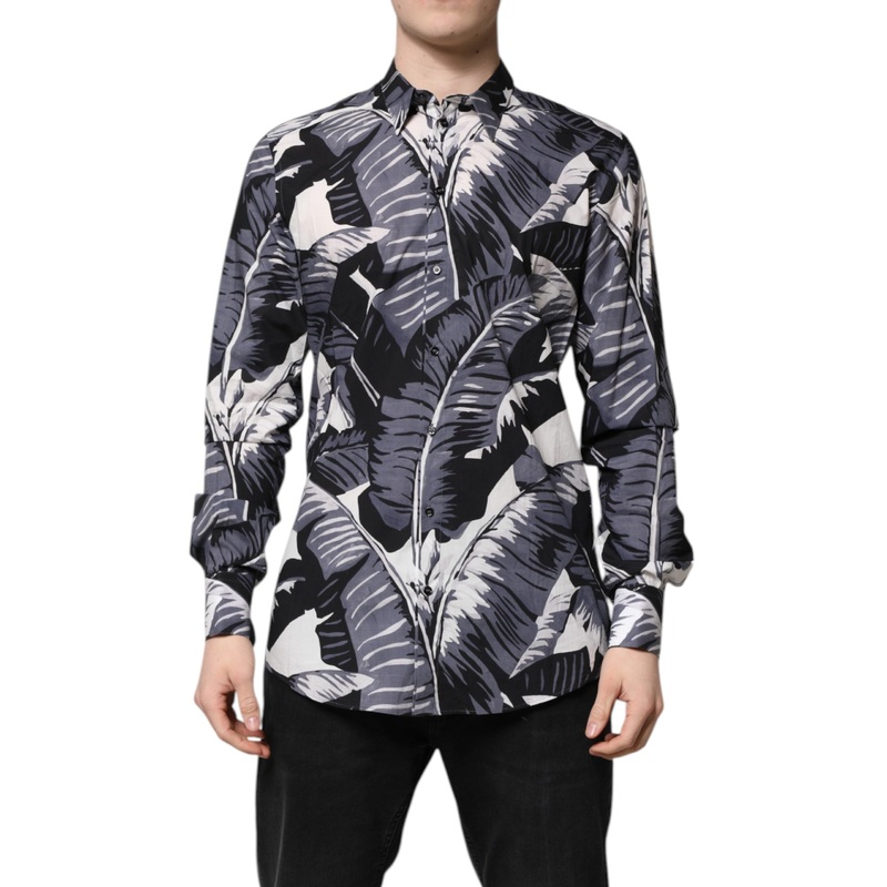 Dolce & Gabbana Multicolor GOLD Cotton Banana Leaf Print Shirt