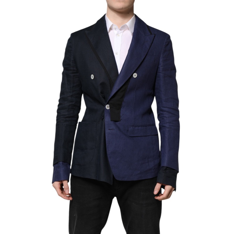 Dolce & Gabbana Navy Blue Double Breasted Suit Coat Blazer
