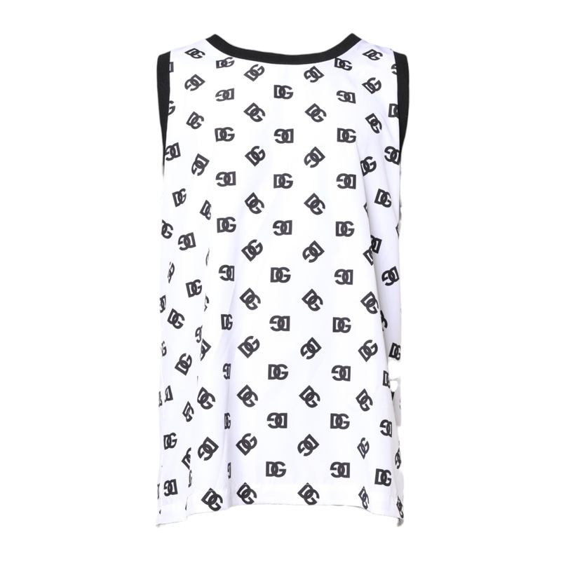 Dolce & Gabbana White Polyester Sleeveless DG Logo T-shirt