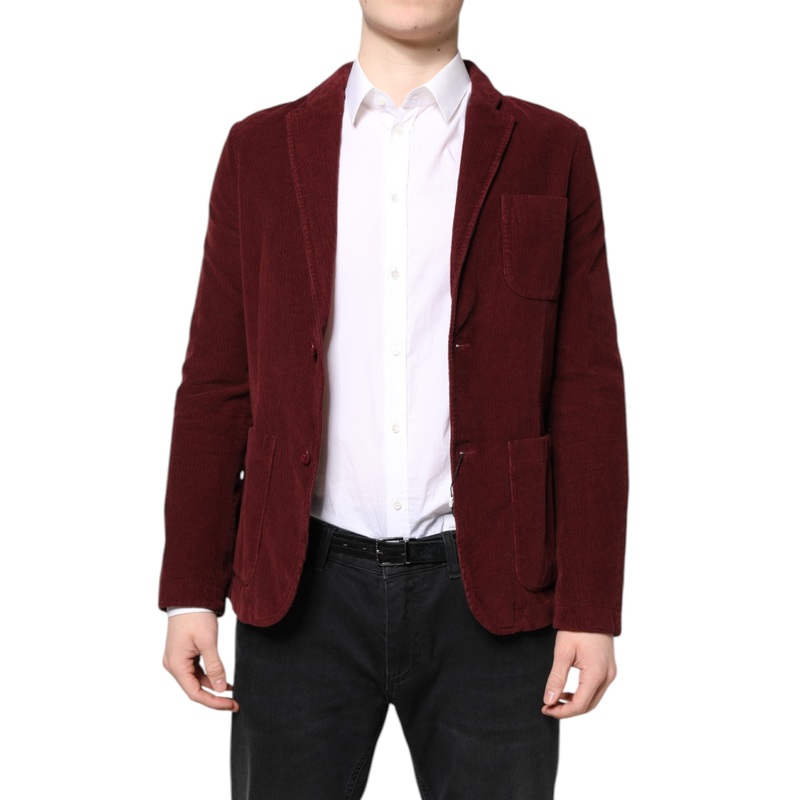 GF Ferre Maroon Corduroy Regular Fit Men Coat Blazer Jacket