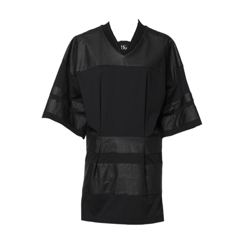 Dolce & Gabbana Black Cotton Short Sleeves V-neck T-shirt