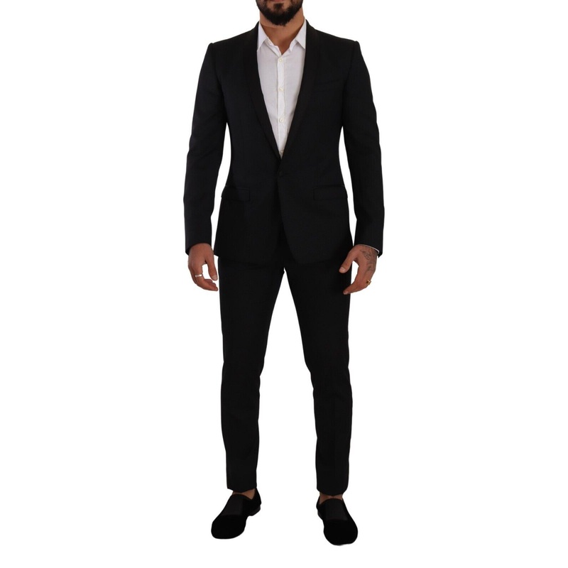 Dolce & Gabbana Black Fantasy GOLD Wool Slim Fit 2 Piece Suit