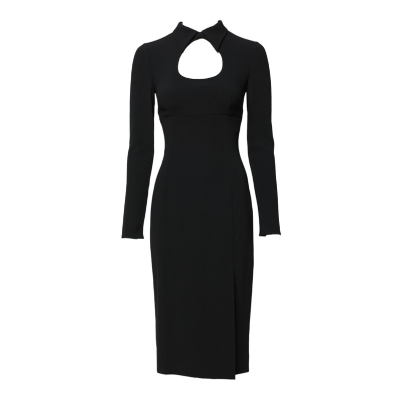 Dolce & Gabbana Black Long Sleeves Bodycon Sheath Midi Dress
