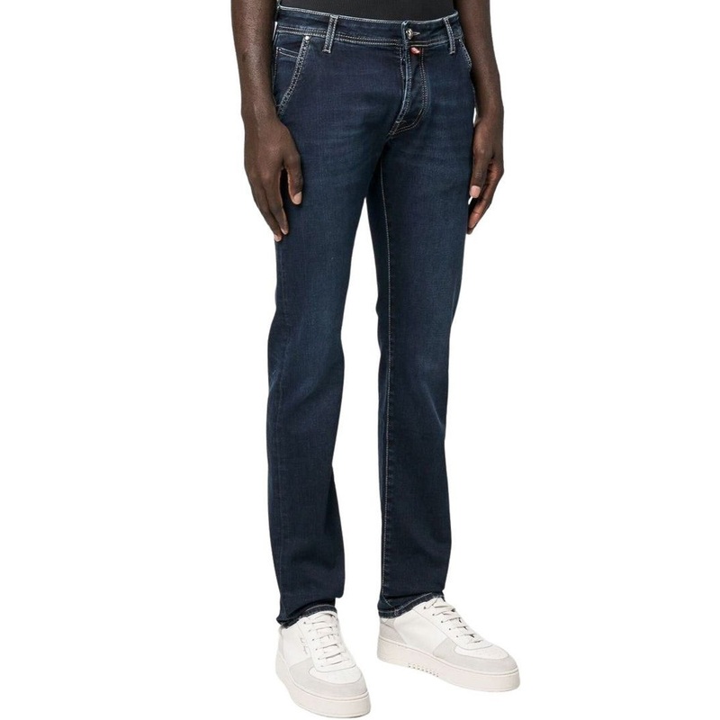 Jacob Cohen Elegant Blue Denim with Suede Accent