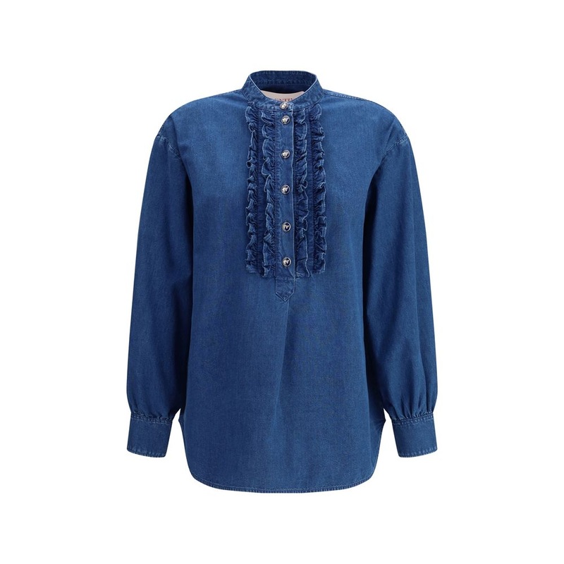 Valentino Ruffle denim Shirts|IT42 | L