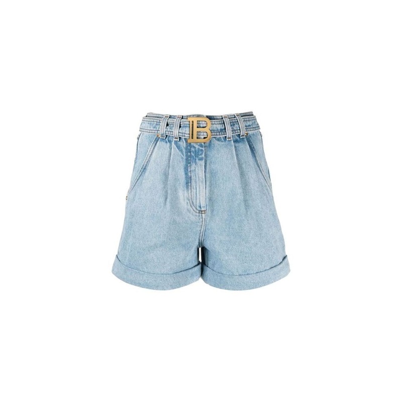 Balmain Blue Cotton Short|IT38|XS