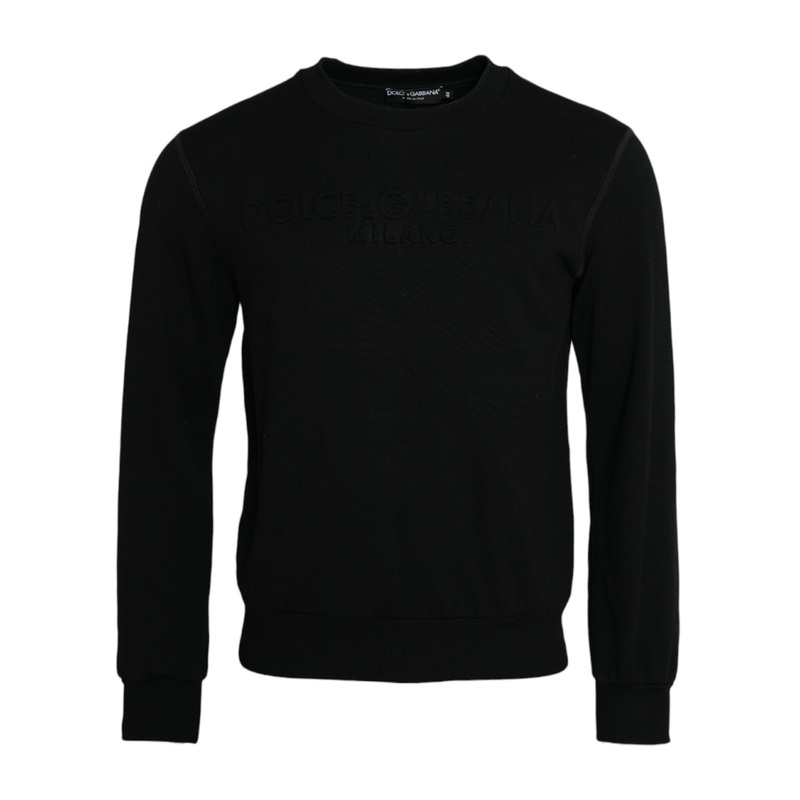 Dolce & Gabbana Black Cotton Long Sleeves Sweatshirt Sweater