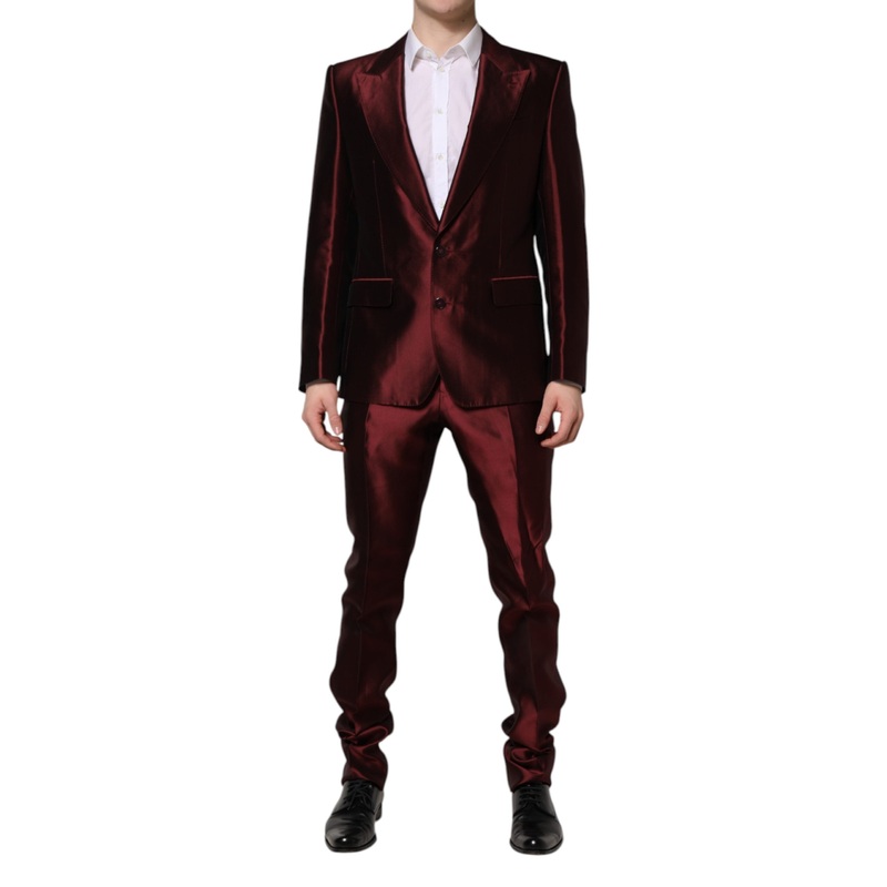 Dolce & Gabbana Bordeaux Silk 2 Piece Single Breasted Suit