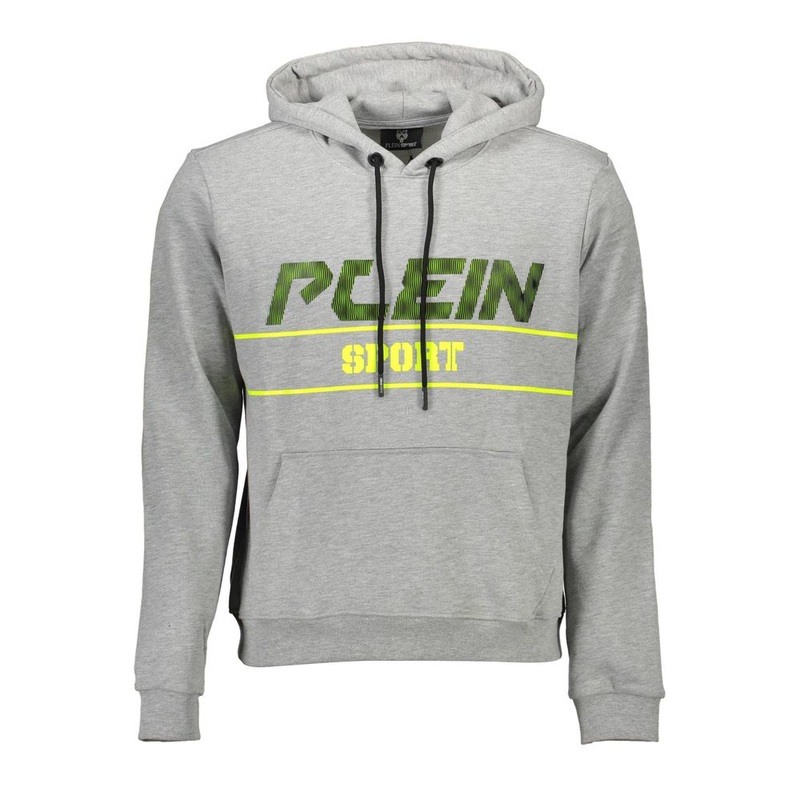 Plein Sport Gray Cotton Men Hooded Sweatshirt