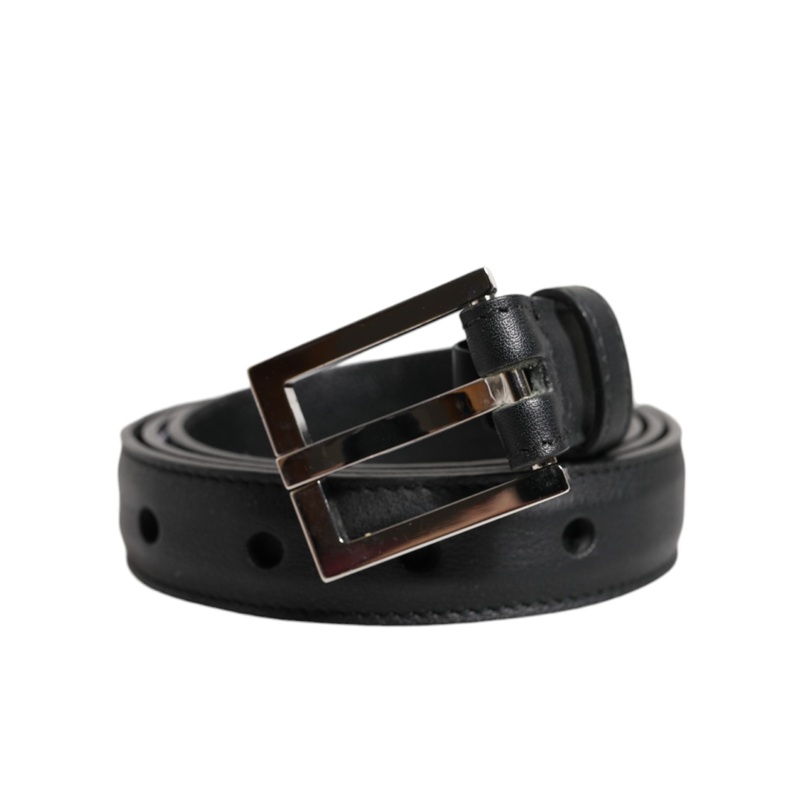 Dolce & Gabbana Black Classic Calfskin Leather Buckle Belt