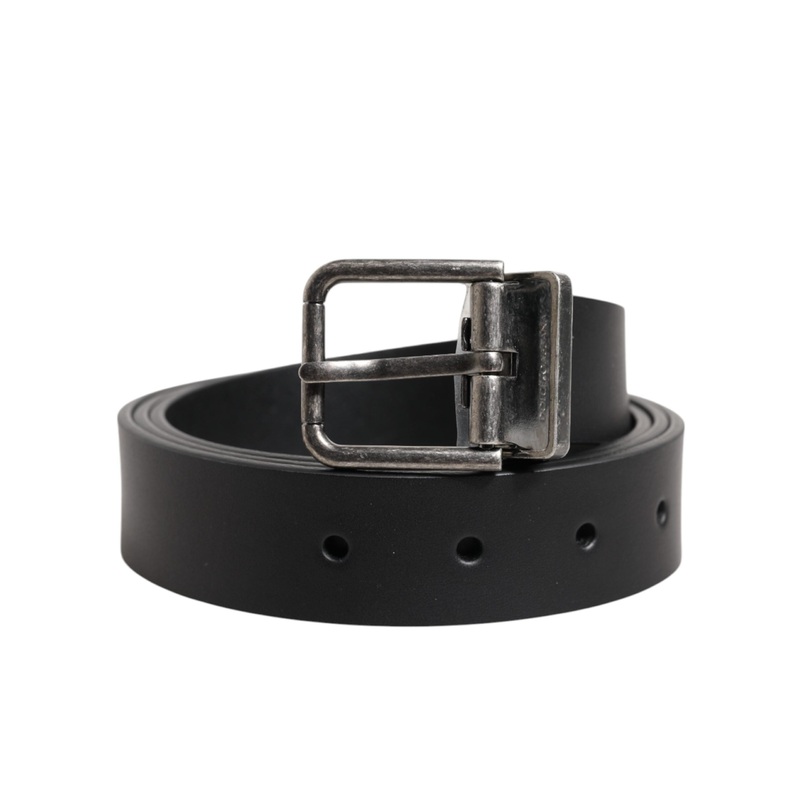 Dolce & Gabbana Black Classic Leather Metal Buckle Belt