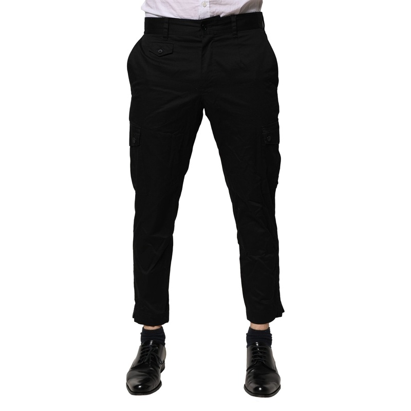 Dolce & Gabbana Black Cotton Dress Slim Formal Pants