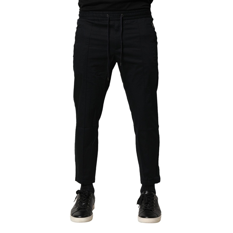 Dolce & Gabbana Black Cotton Mid Waist Jogger Pants