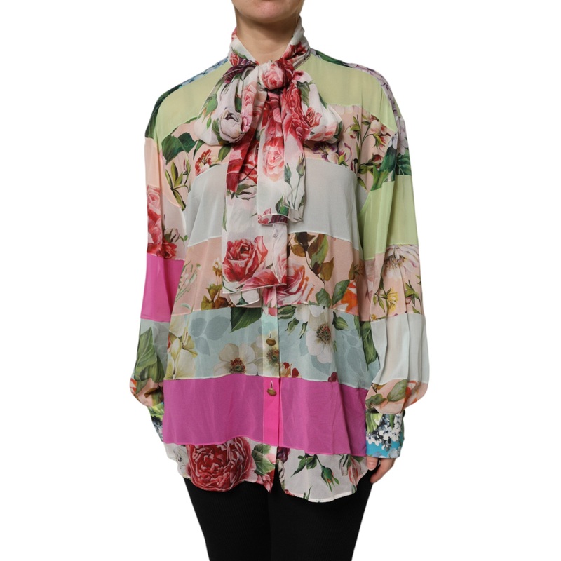 Dolce & Gabbana Multicolor Floral Patchwork Long Sleeves Top