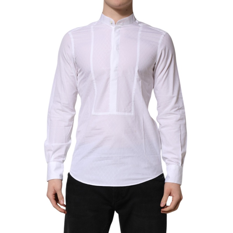 Dolce & Gabbana White Cotton Slim Long Sleeves Formal Shirt