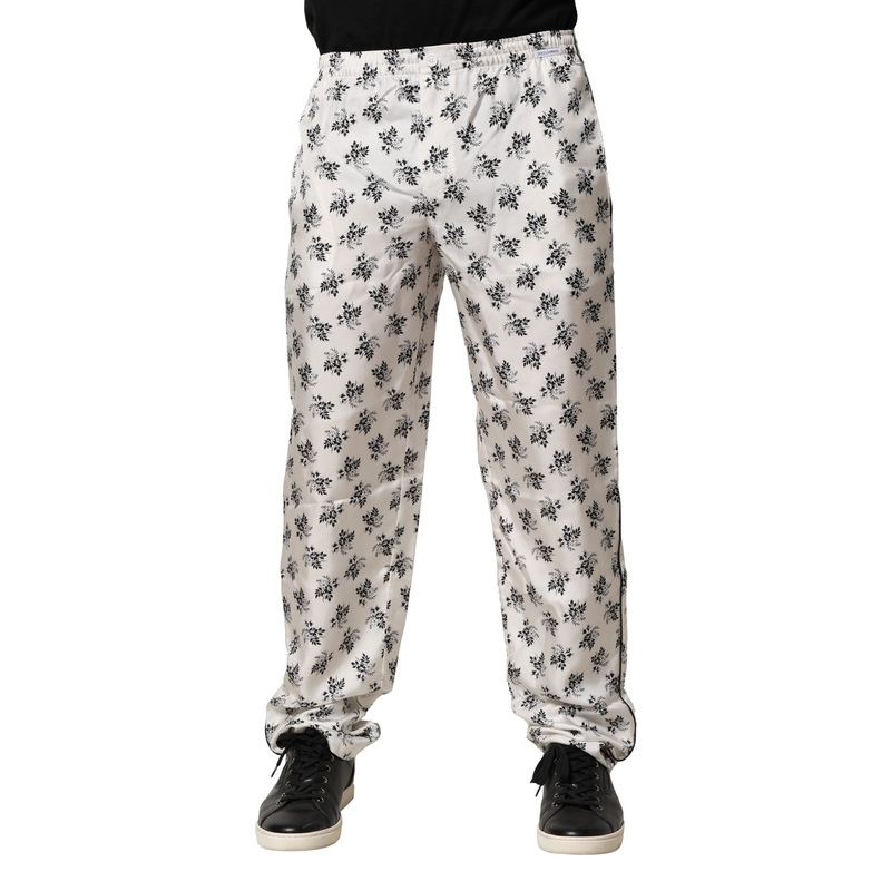 Dolce & Gabbana White Floral Silk Casual Lounge Pants