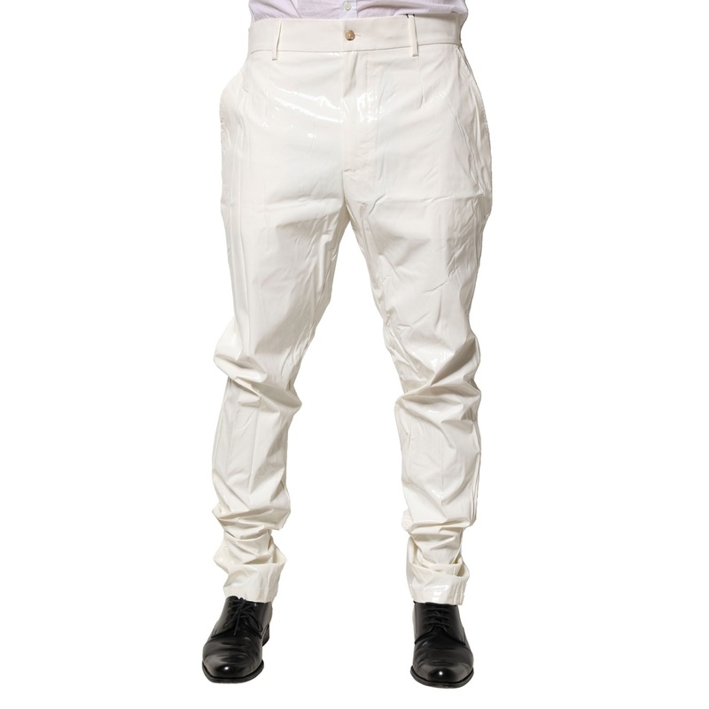 Dolce & Gabbana White Nylon Tapered Dress Men Pants