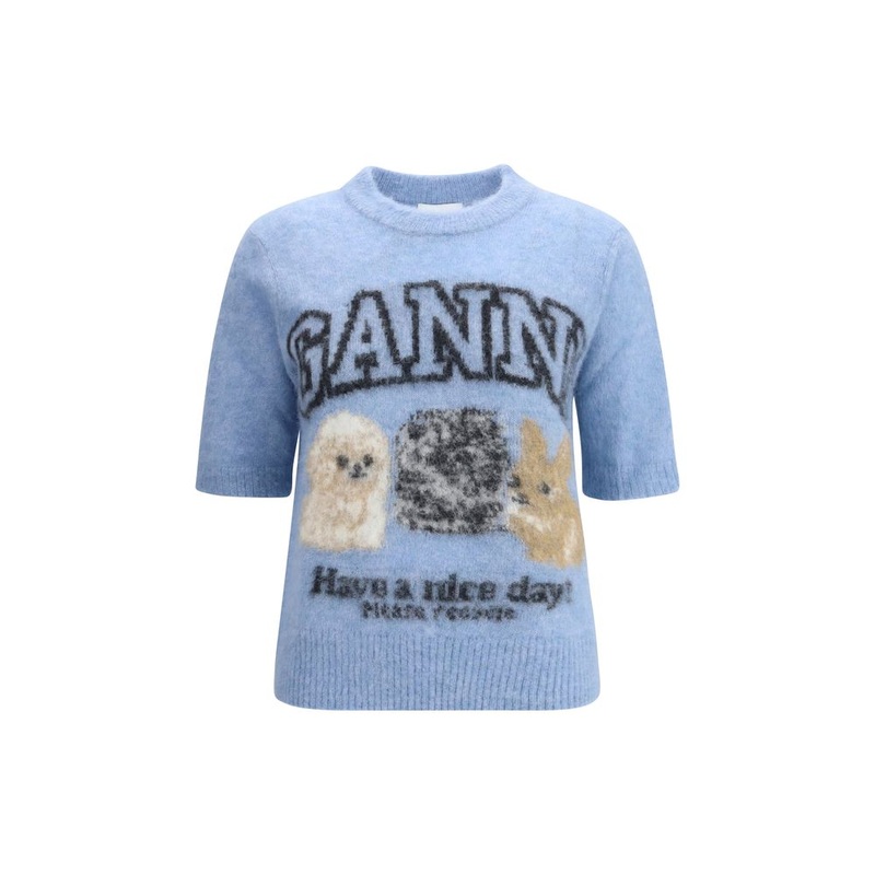 Ganni Puppies short sleeve Sweater
