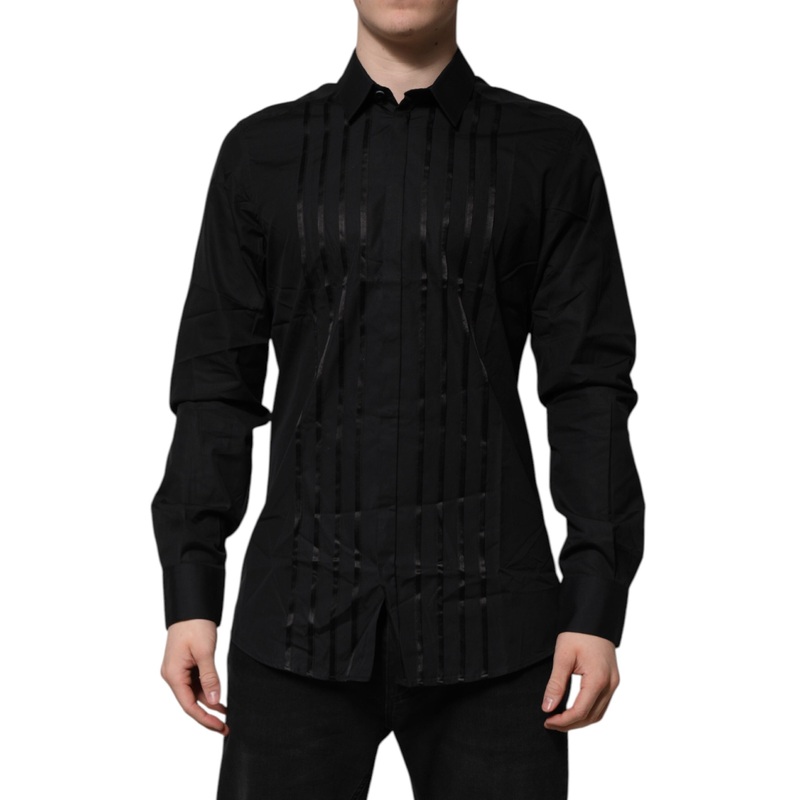 Dolce & Gabbana Black GOLD Long Sleeves Men Formal Dress Shirt